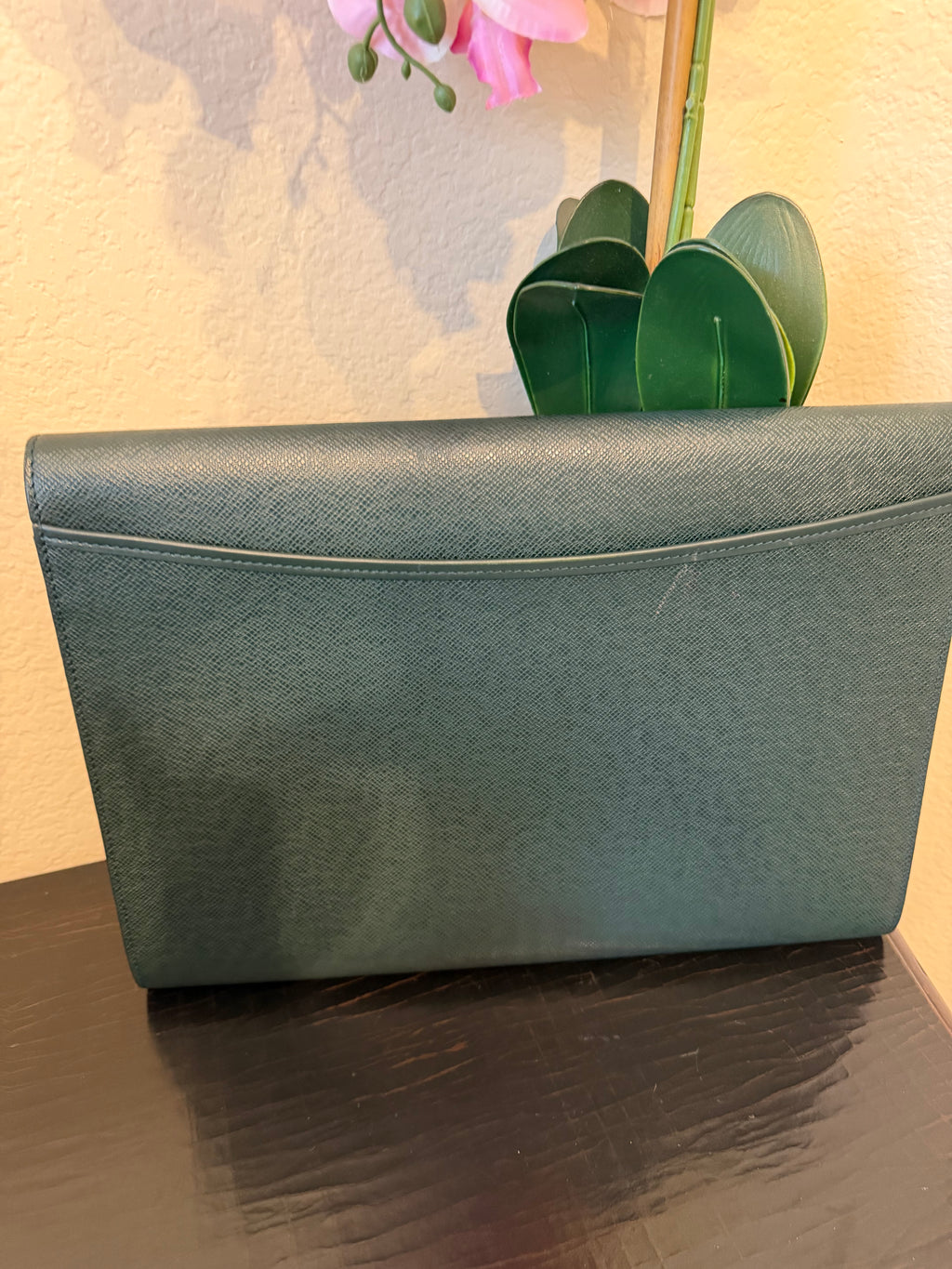 Louis Vuitton Taiga Green Leather Portfolio Document Case MI0955 Vintage 1995