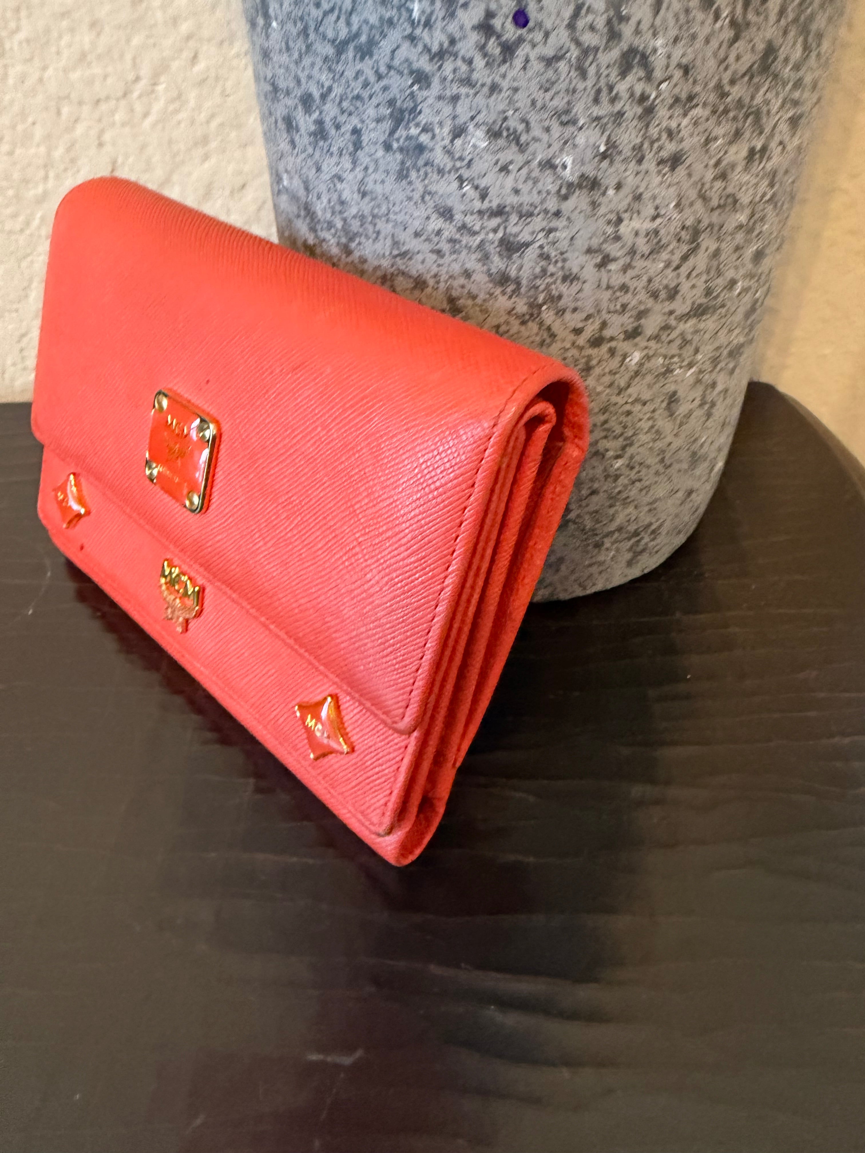 MCM Compact Wallet Coral