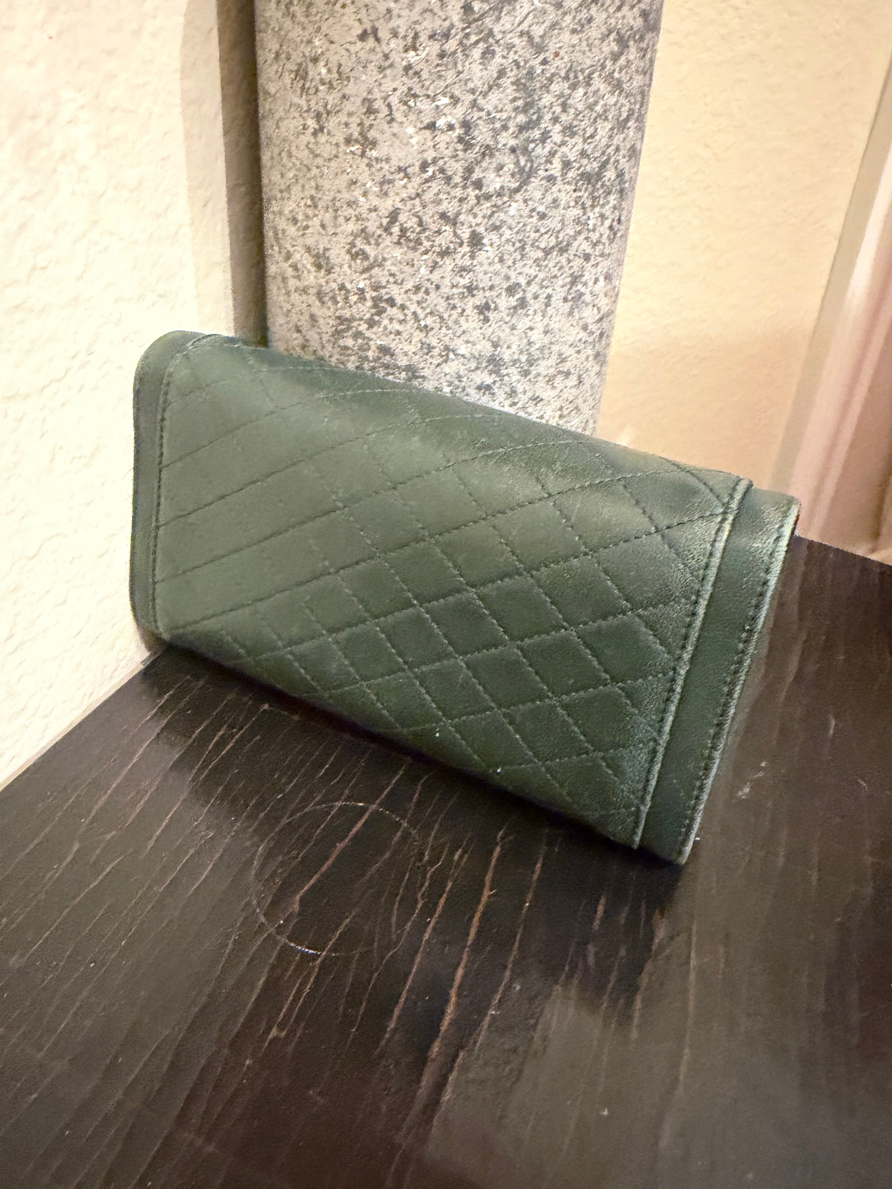 YSL Saint Laurent Gaby Dark Green Wallet