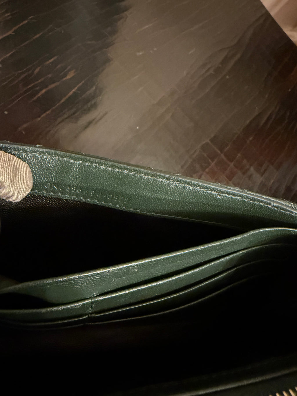 YSL Saint Laurent Gaby Dark Green Wallet