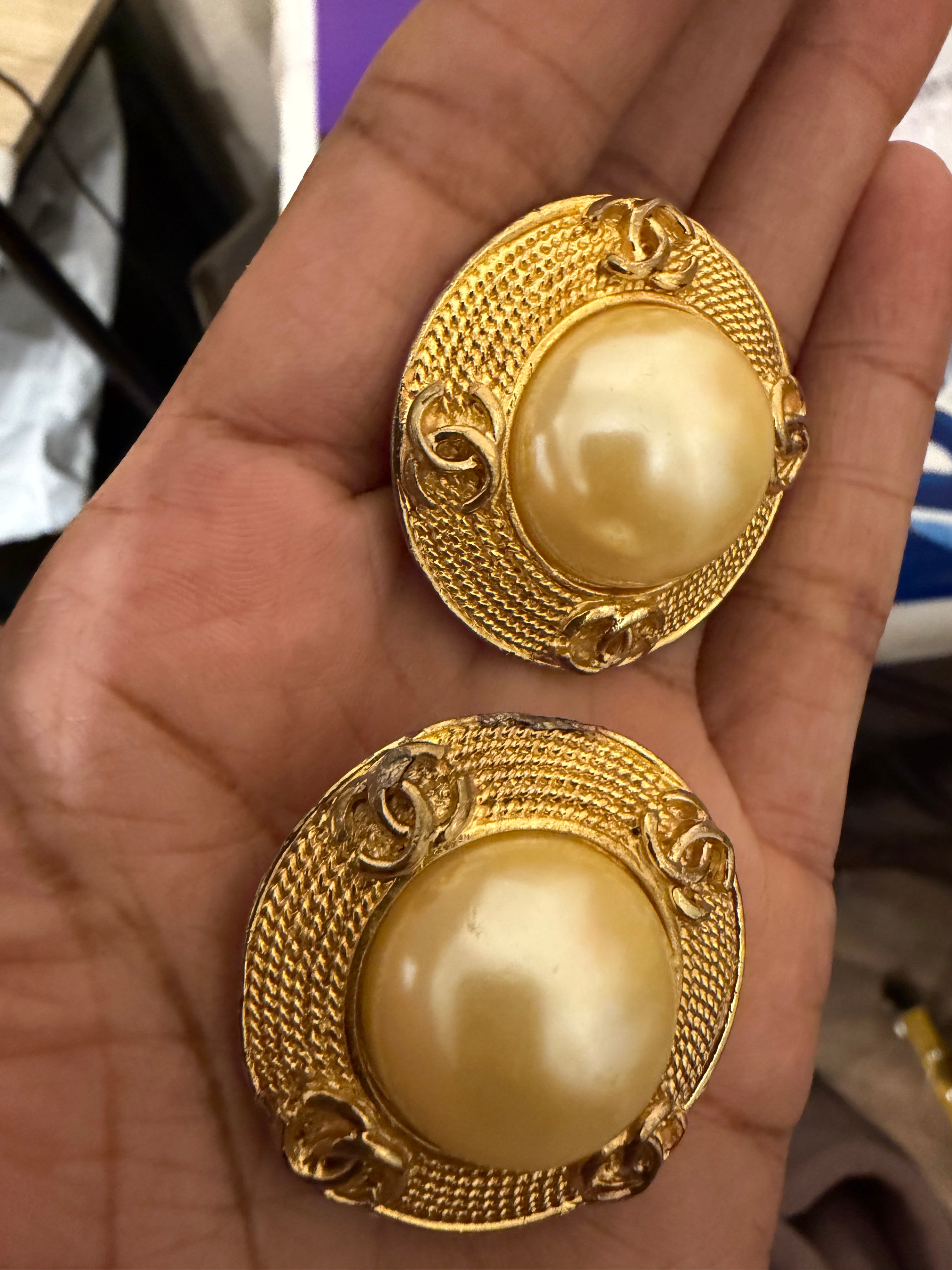 Chanel CC Gold Plated Earrings
