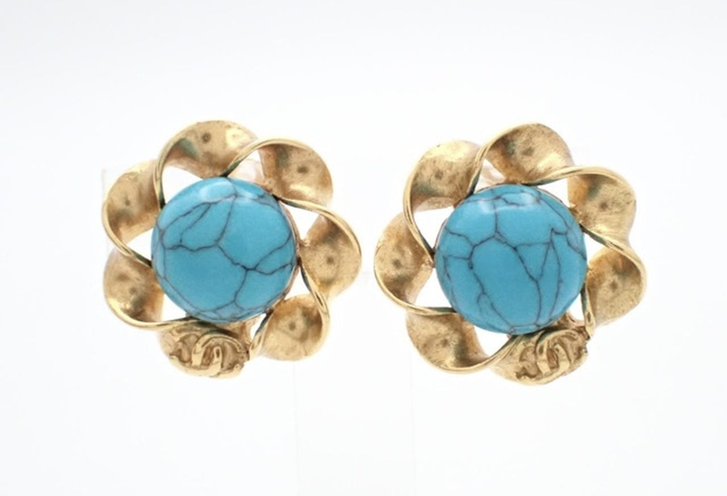 Chanel Teal Clip On Earrings