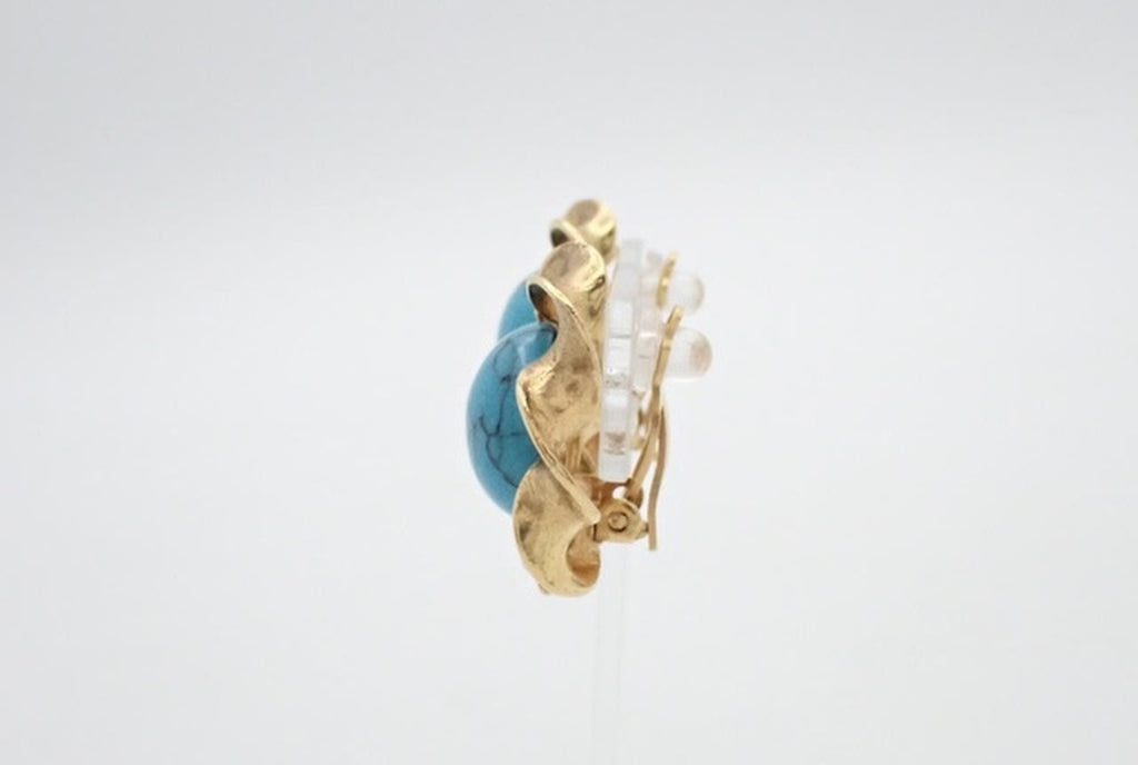 Chanel Teal Clip On Earrings