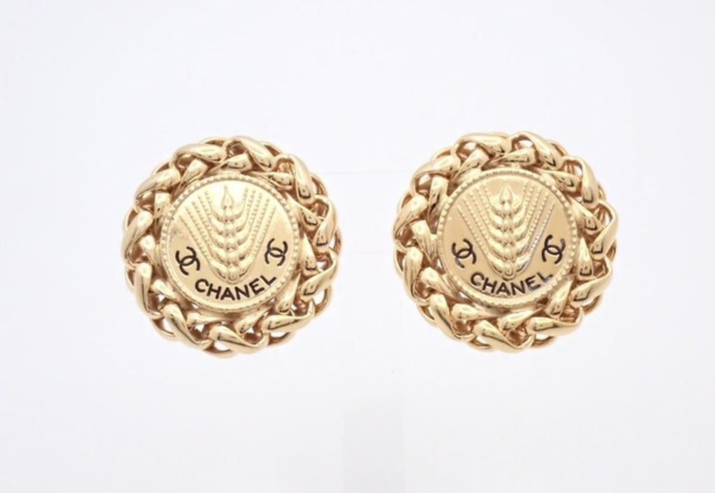 Chanel Gold Rice Clip On Earrings