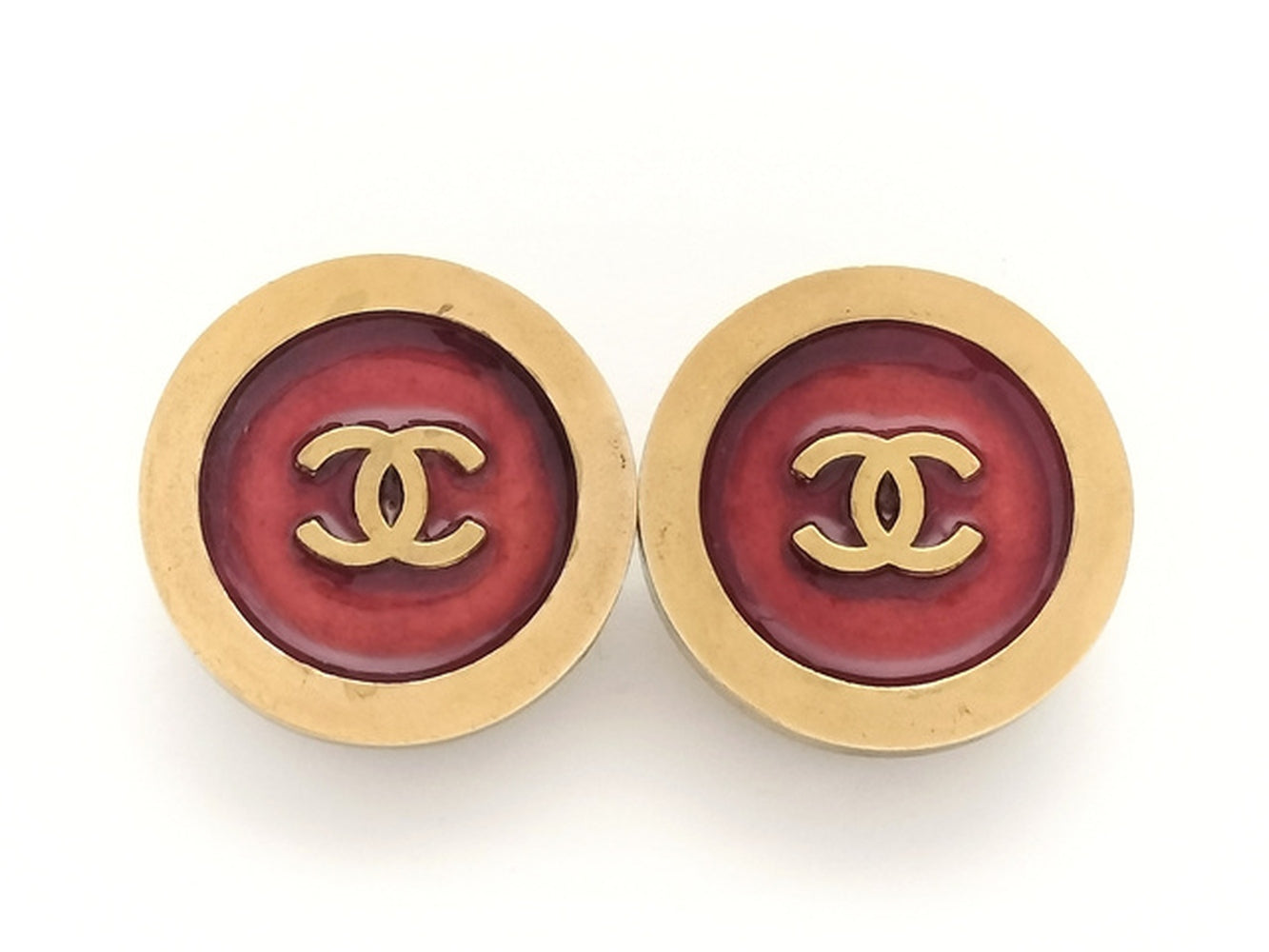Chanel Red Gold Clip on earrings